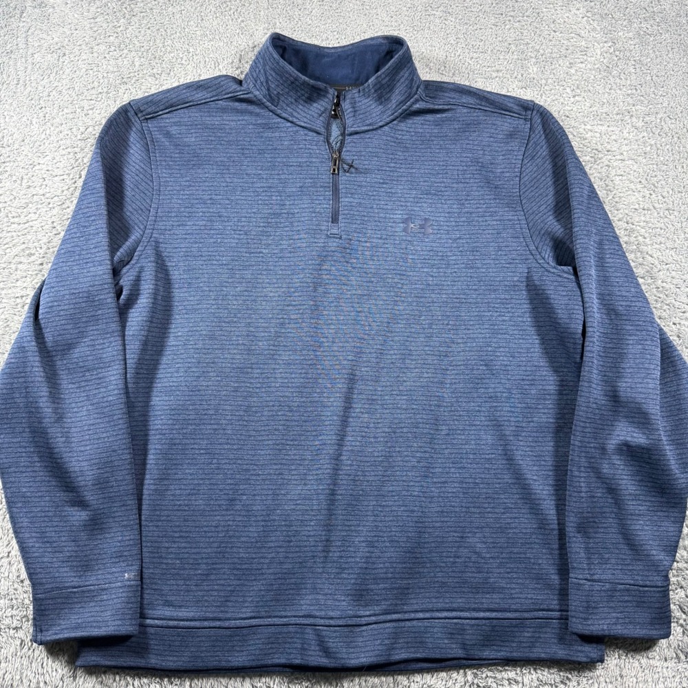 Under Armour Golf Pullover Mens XL Blue Storm Golf Quarter Zip Sweater